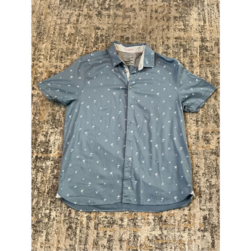 MEN’S TED BAKER LONDON BEACH THEME BUTTON DOWN SHIRT! EUC! SIZE 6 UK